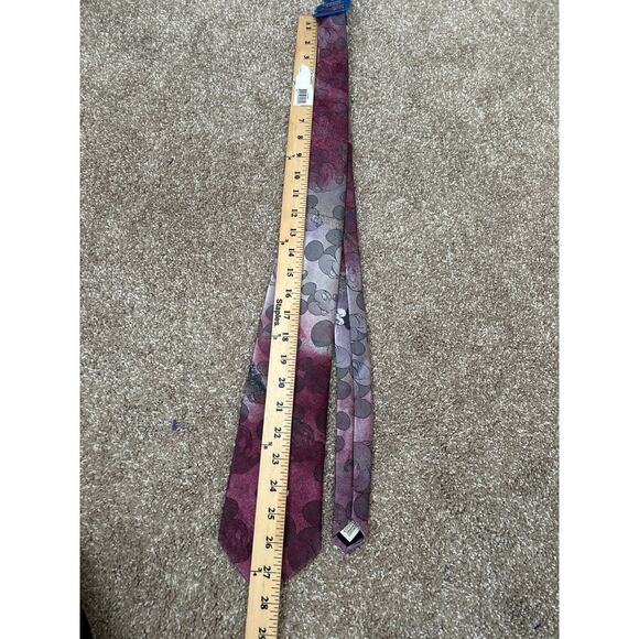 DISNEY Purple MULTICOLOR MICKEY CHARACTER POLYESTER SILK NECKTIE TIE Maroon - Picture 4 of 4
